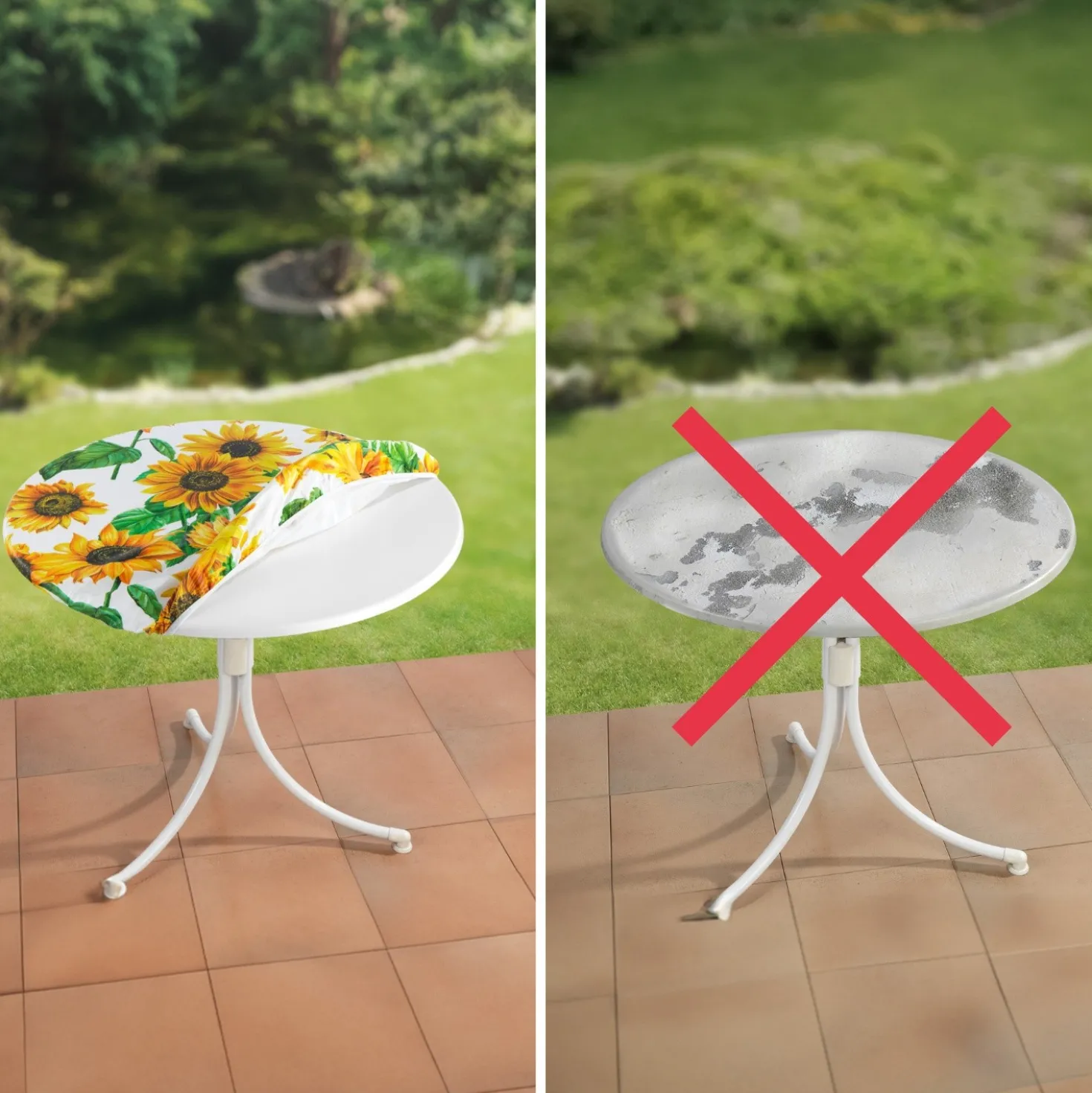Spanntischdecke Sonnenblumen Ø 70–86 cm