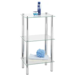 Standregal Yago viereckig 3 Ablagen aus Edelstahl & Glas WENKO