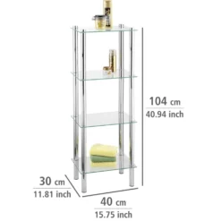 Standregal Yago viereckig 4 Ablagen aus Edelstahl & Glas WENKO