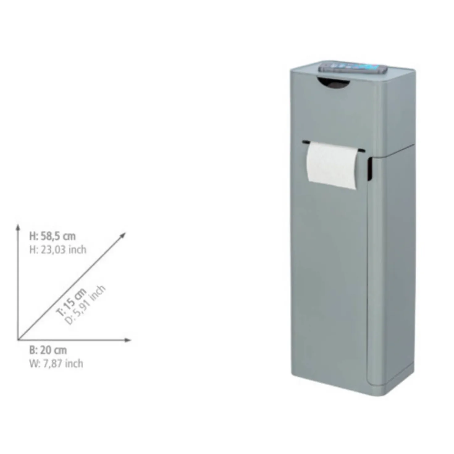 Stand WC-Garnitur „Imon 6-in-1“ mit Ablage Grau matt WENKO