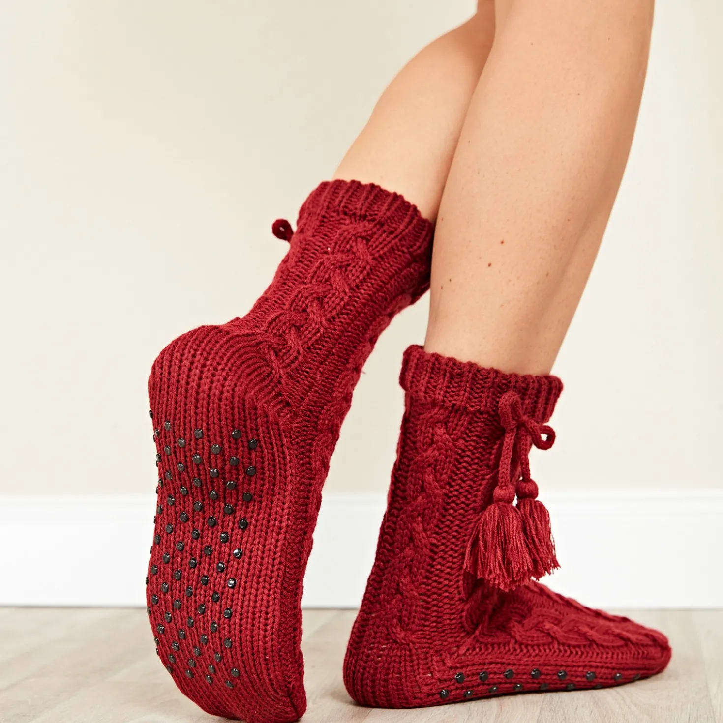Stopper-Socken bordeaux