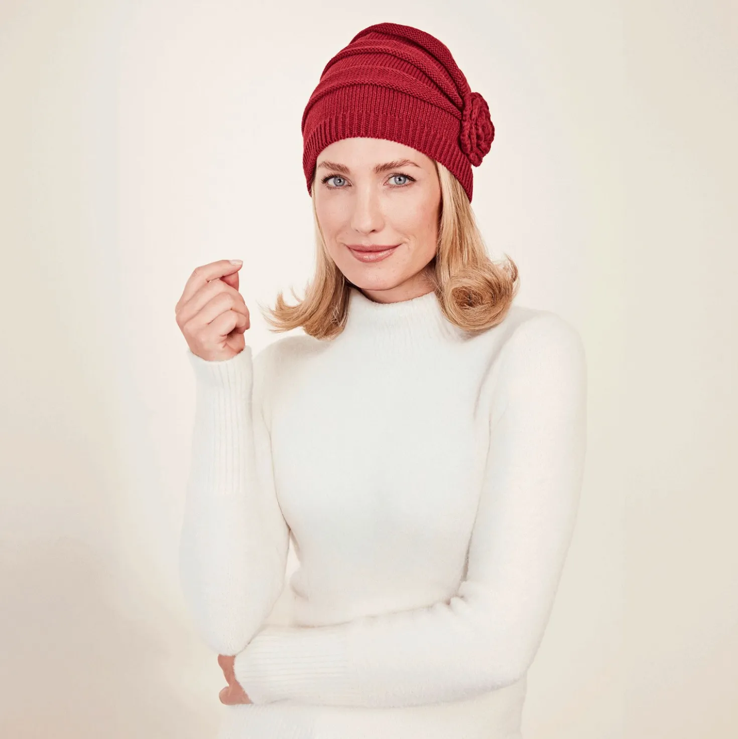 Strickmütze "Mariella" bordeaux