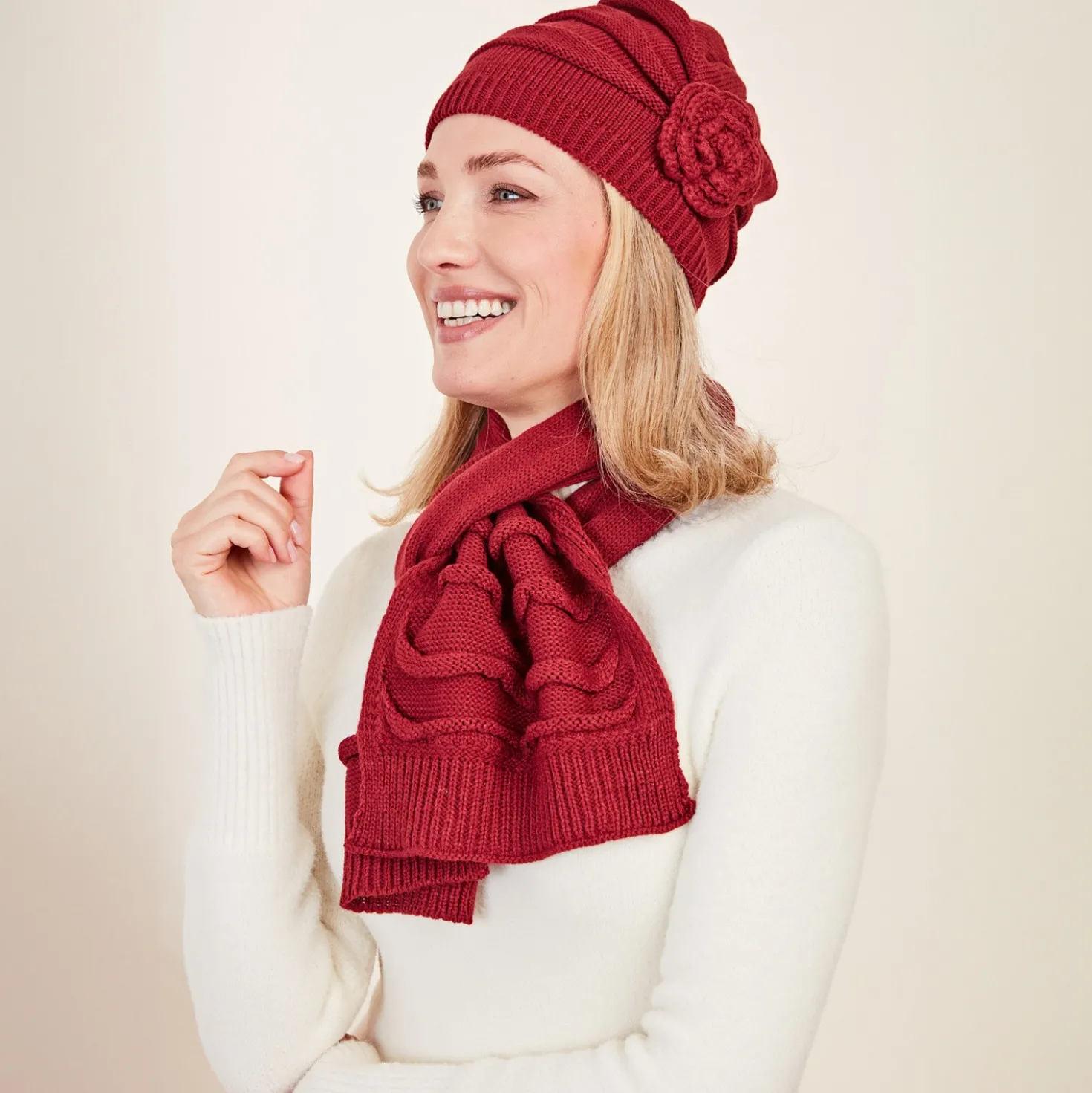 Strickmütze "Mariella" bordeaux