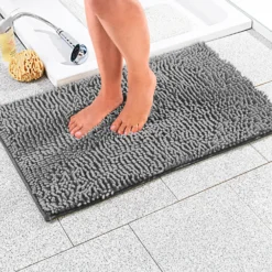 Supersoft-Badematte grau