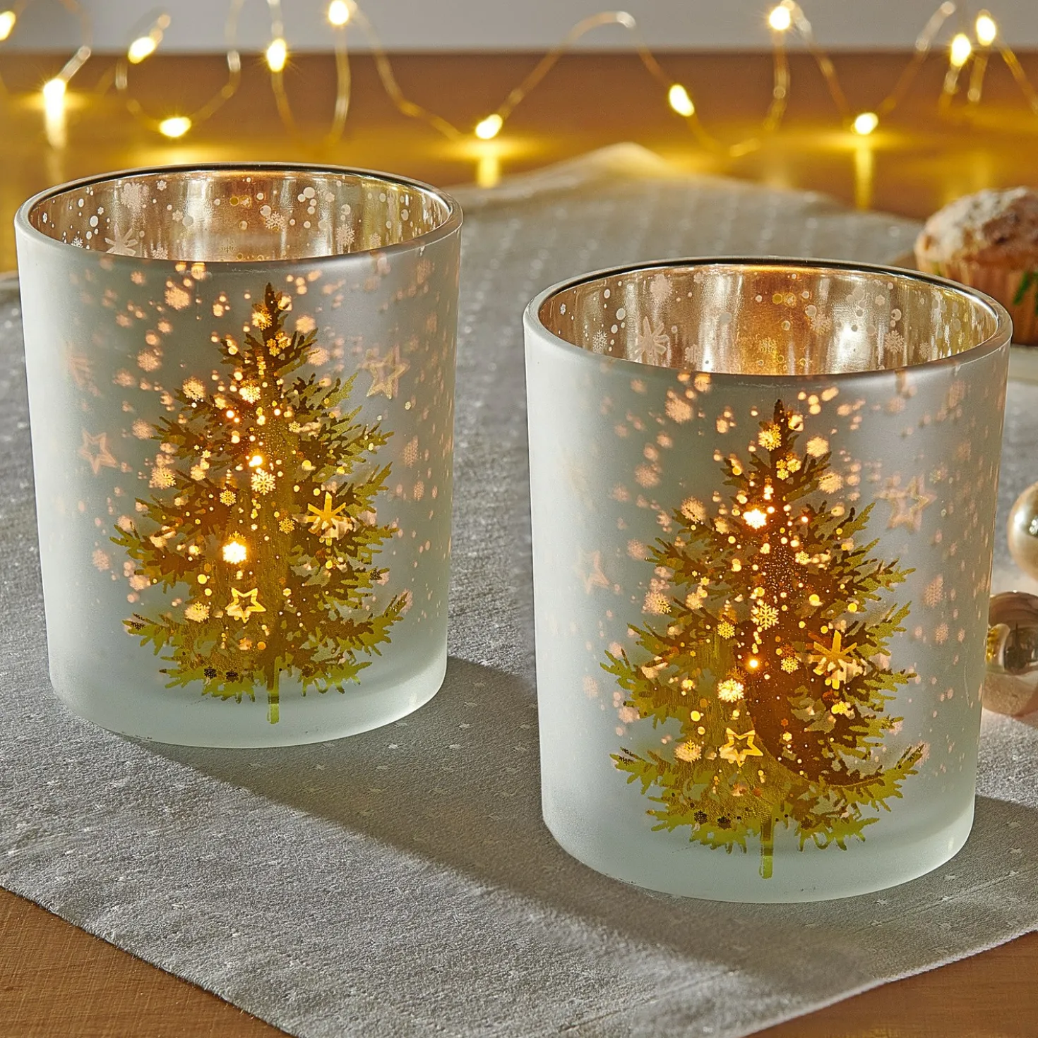 Teelicht-Glas "Tanne"