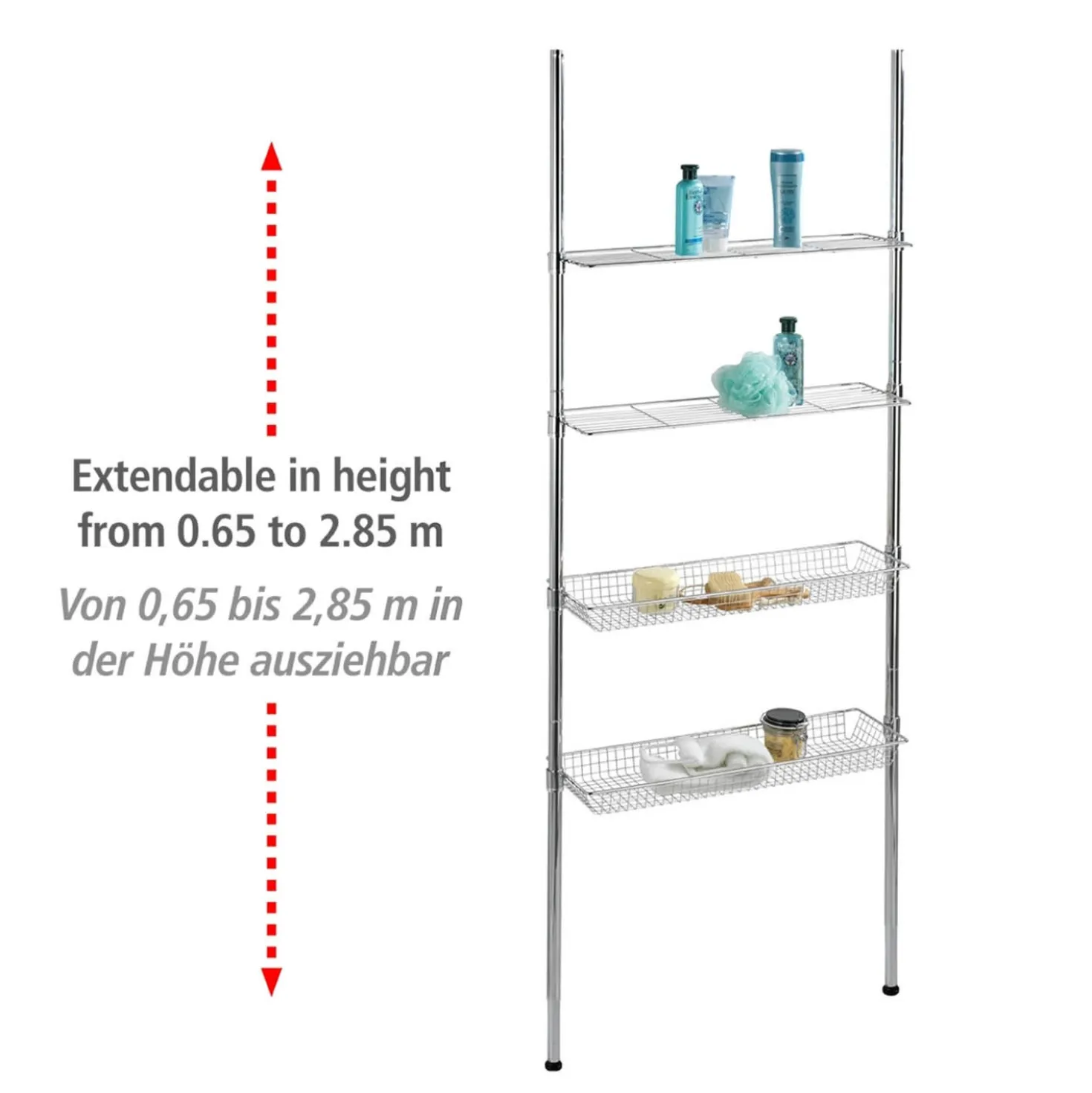 Teleskopregal Ellera mit 2 Ablagen & 2 Körben WENKO