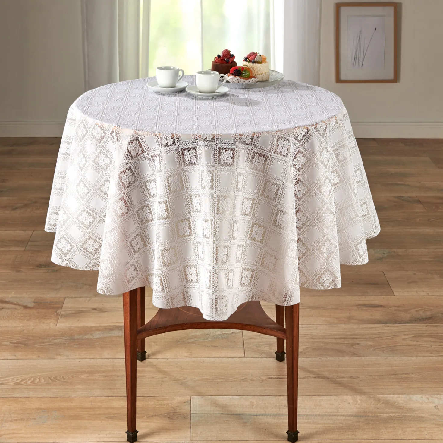 Tischdecke "Spitze" abwaschbar Ø 138 cm Eldo