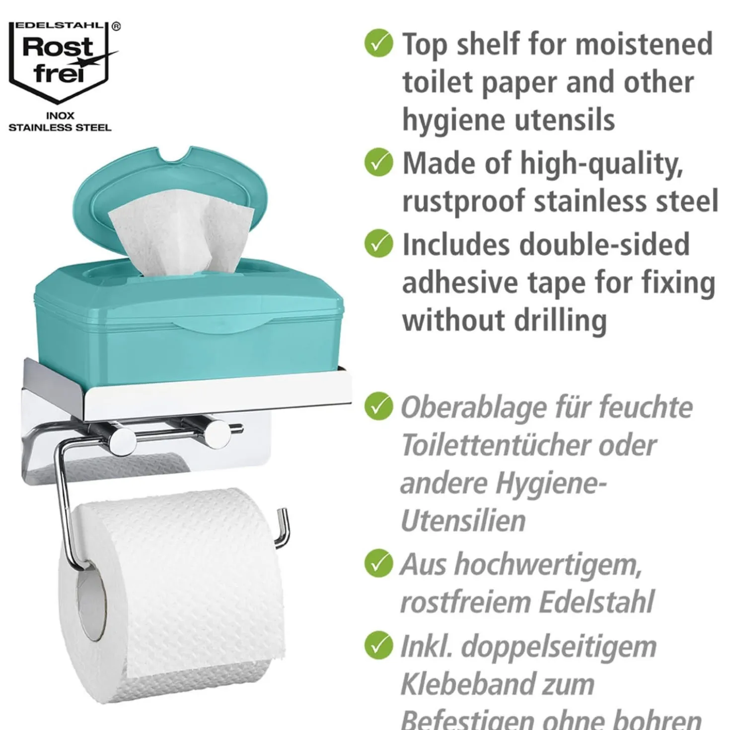 Toilettenpapierhalter 2-in-1 Edelstahl WENKO