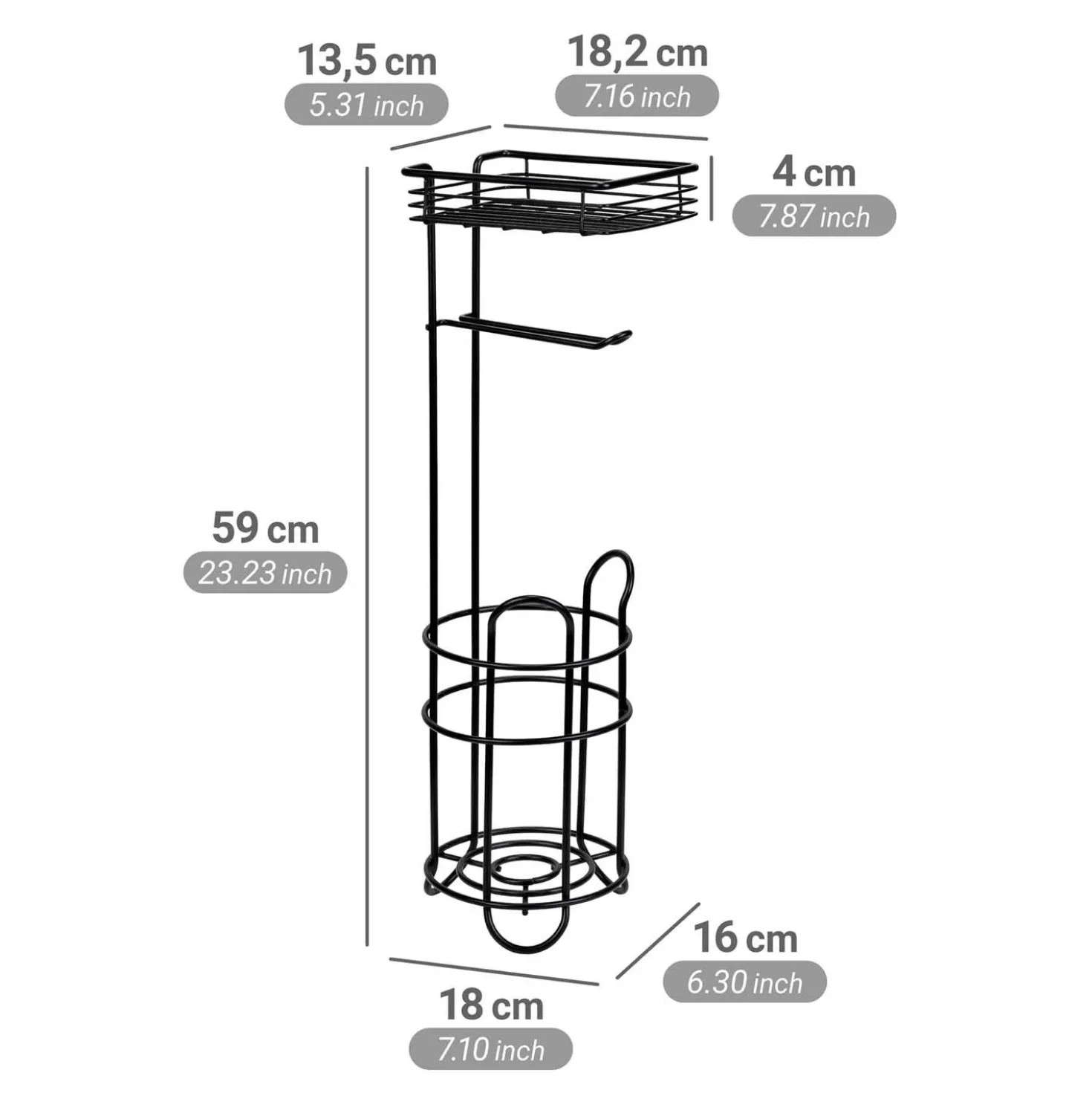 Toilettenpapierhalter mit Ablage & Ersatzrollenhalter Schwarz WENKO