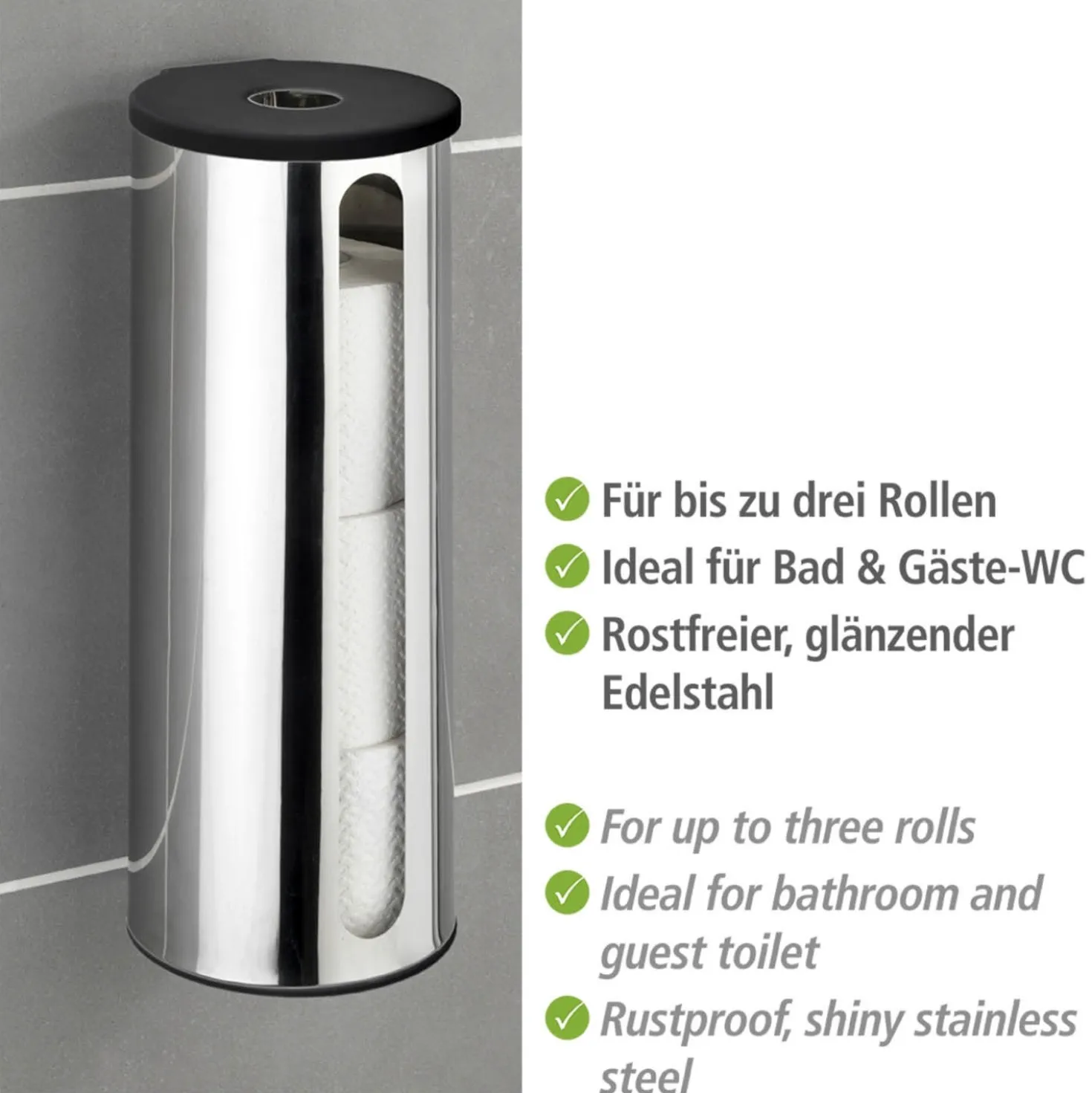Turbo-Loc® Ersatzrollenhalter „Detroit“ Edelstahl WENKO