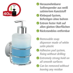 Turbo-Loc® Set: Seifenspender & Zahnputzbecher, weiß satiniert WENKO