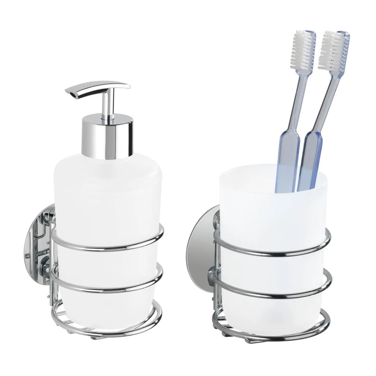 Turbo-Loc® Set: Seifenspender & Zahnputzbecher, weiß satiniert WENKO
