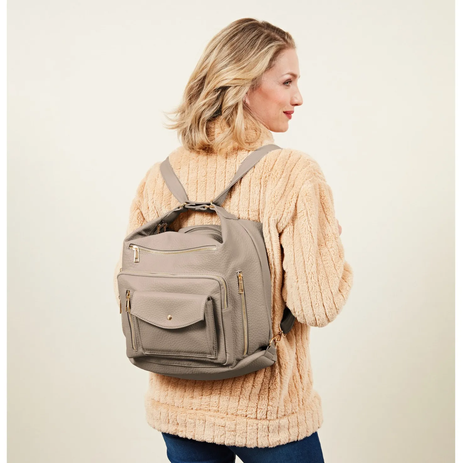 Umhängetasche "Anika" 2-in-1 Rucksack taupe Amélie di Santi