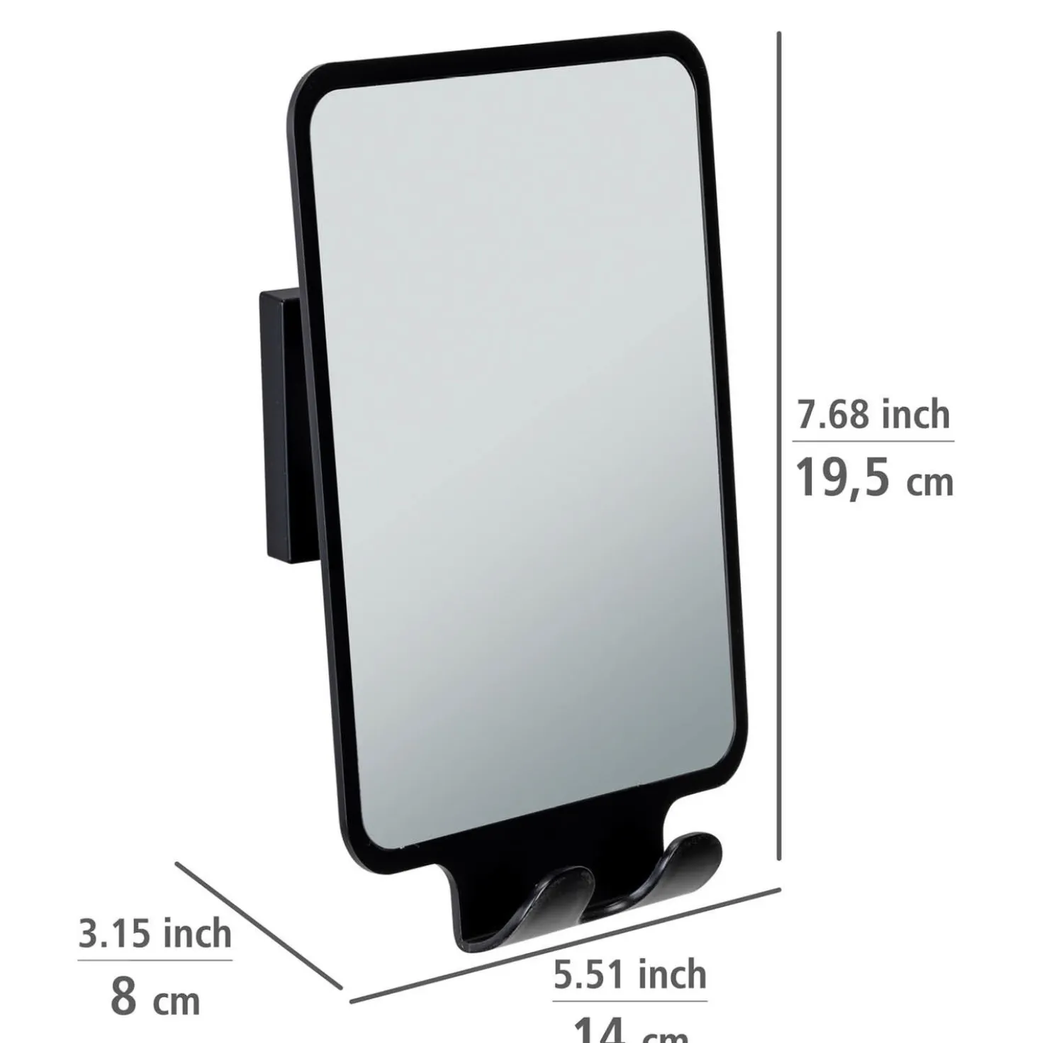 Vacuum-Loc® Antibeschlagspiegel „Quadro“ Schwarz WENKO