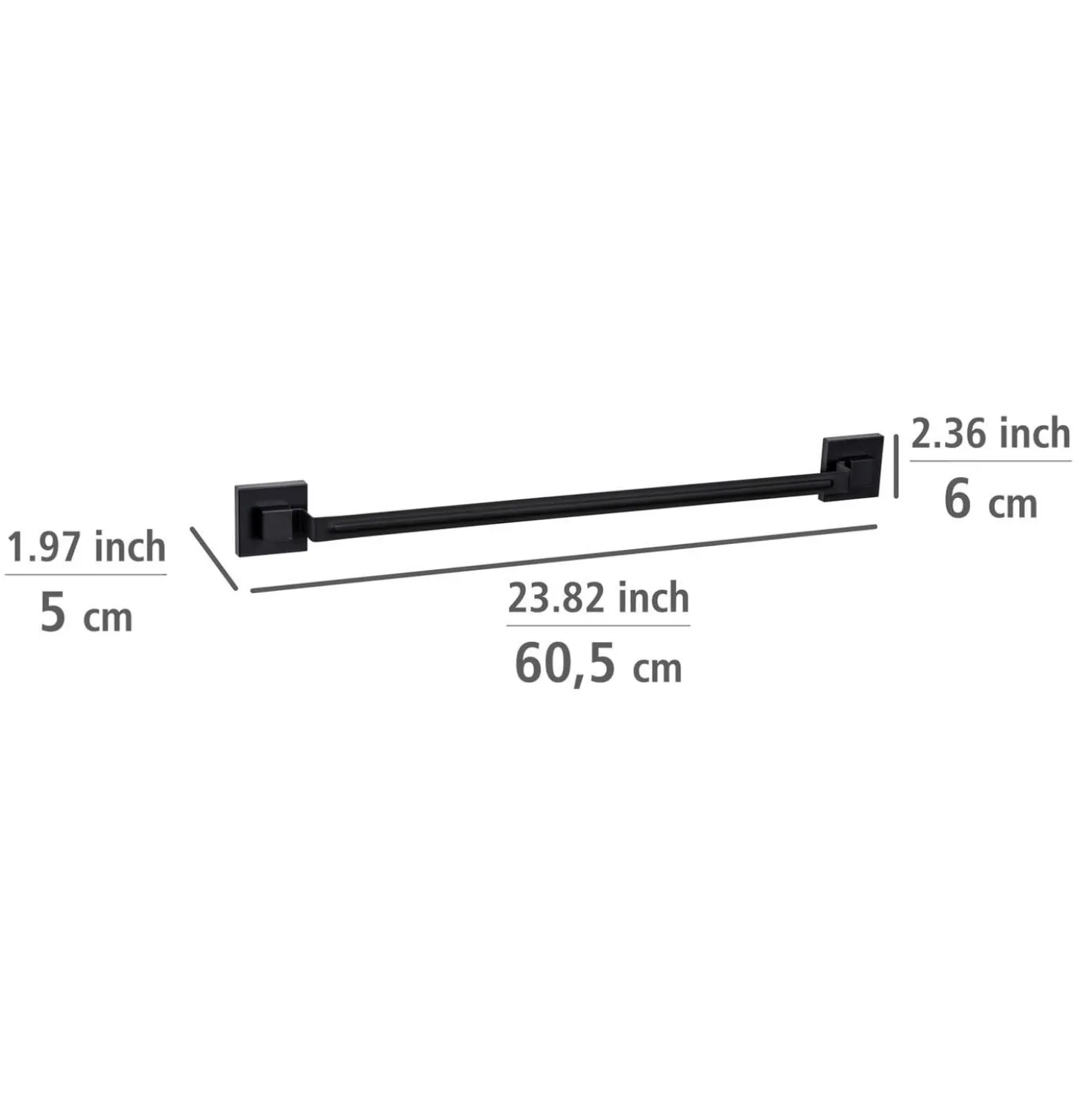 Vacuum-Loc® Badetuchstange „Quadro“, schwarz, Edelstahl WENKO
