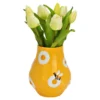 Vase "Blumen & Bienen" aus Steingut Gelb