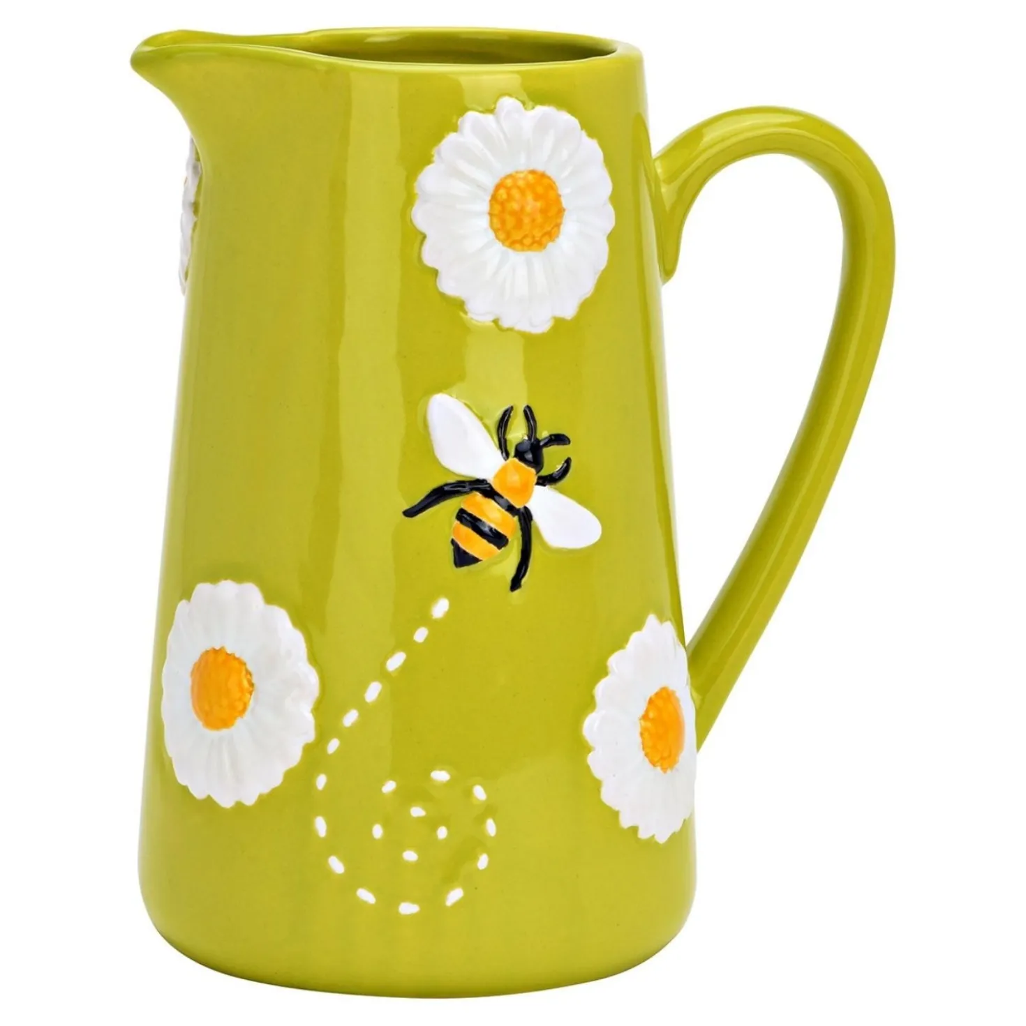 Vase "Blumen & Bienen" aus Steingut Grün
