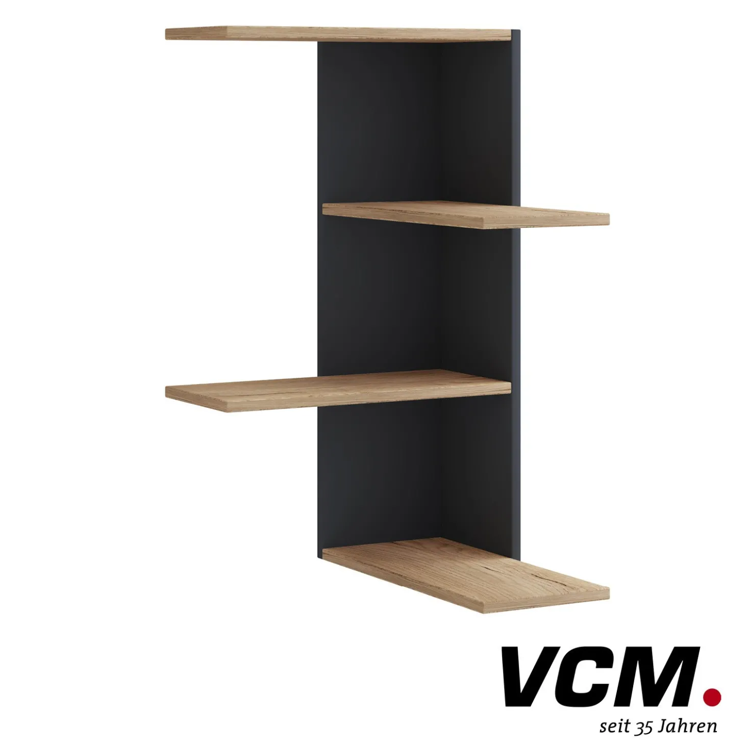 VCM Eckregal "Balos" Schwarz/Holz