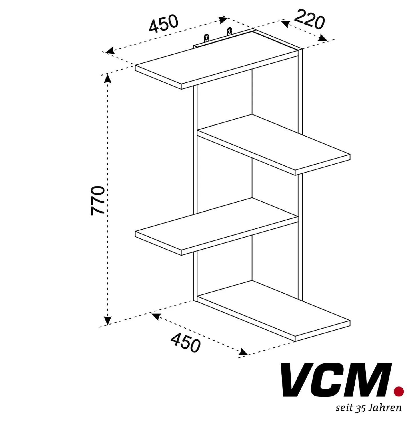 VCM Eckregal "Balos" Schwarz/Holz