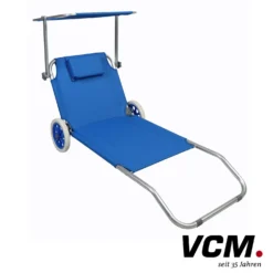 VCM Gartenliege Sonnenliege rollbar Blau