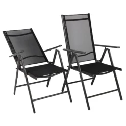 VCM Gartenstuhl 2er Set Anthrazit