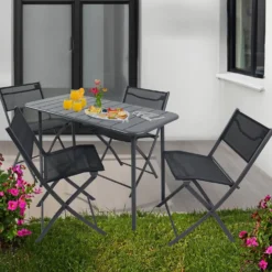 VCM 5-tlg. Gartenset "Sumila" 110 x 55 Schwarz