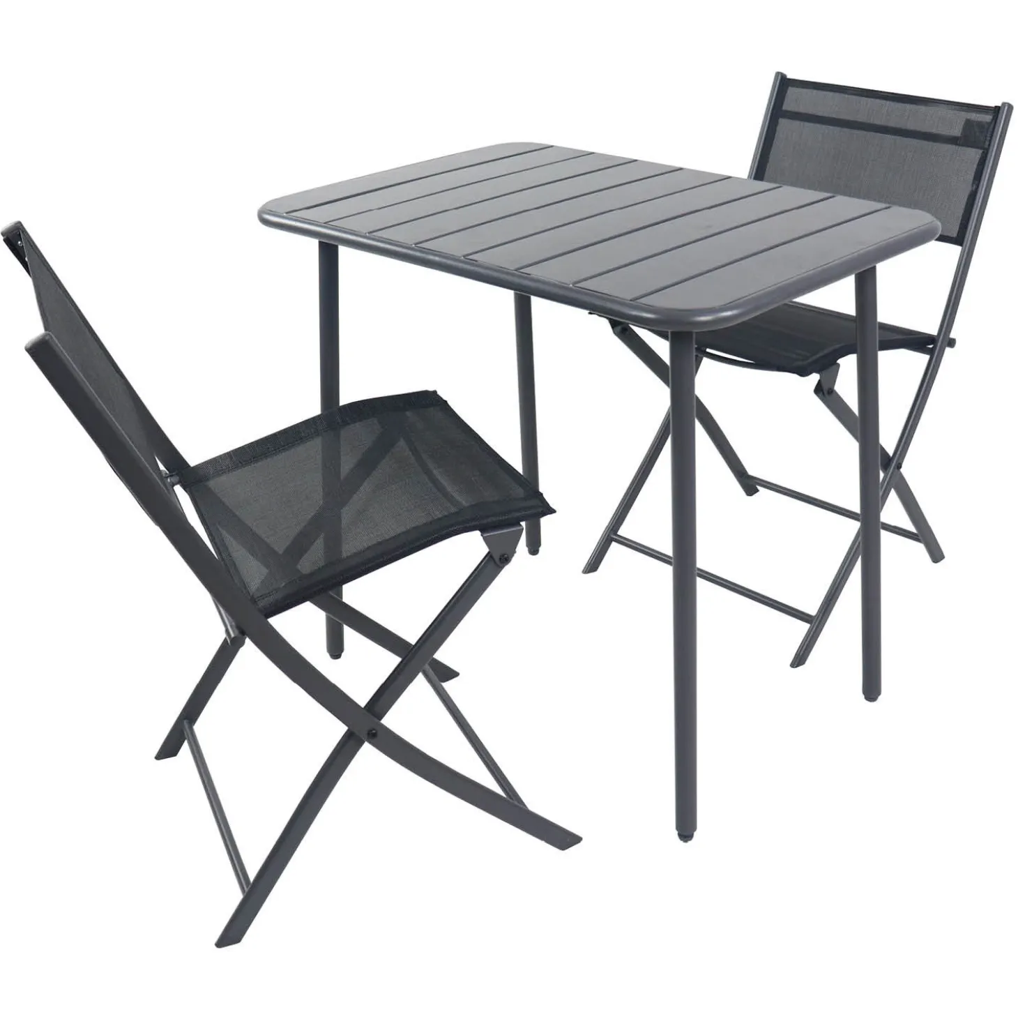 VCM 3-tlg. Gartenset "Sumila" 80 x 55 Schwarz