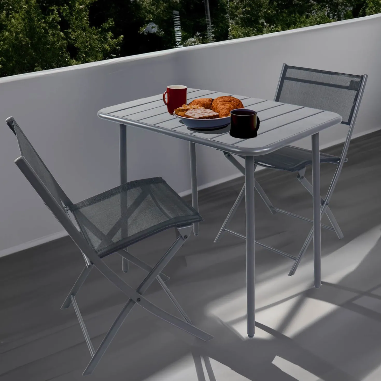 VCM 3-tlg. Gartenset "Sumila" 80 x 55 Schwarz