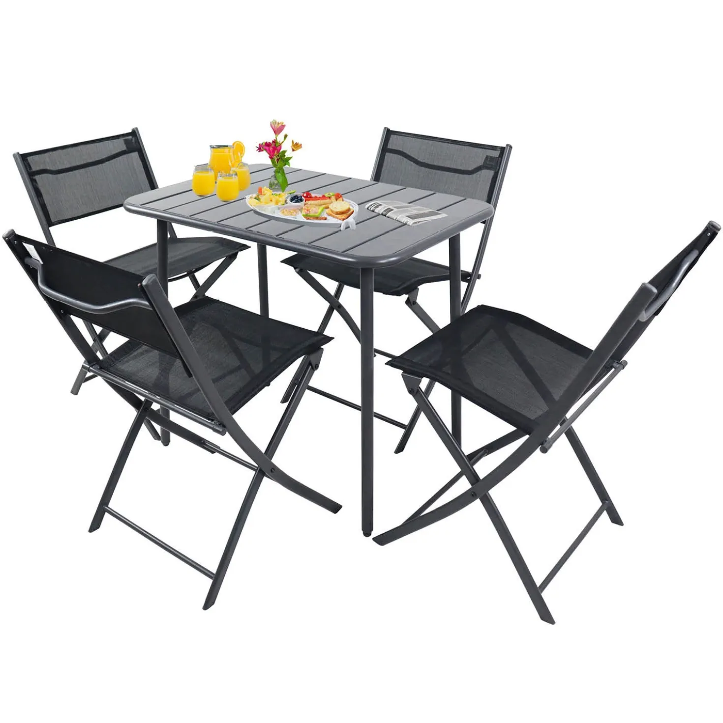 VCM 5-tlg. Gartenset "Sumila" 80 x 55 Schwarz