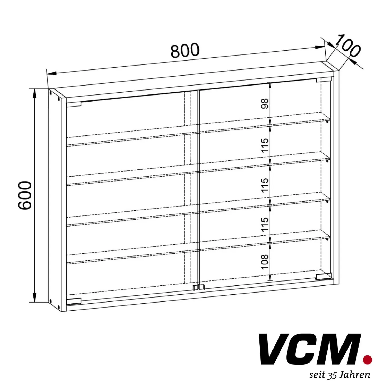 VCM Wandvitrine "Mandosa L" Schwarz