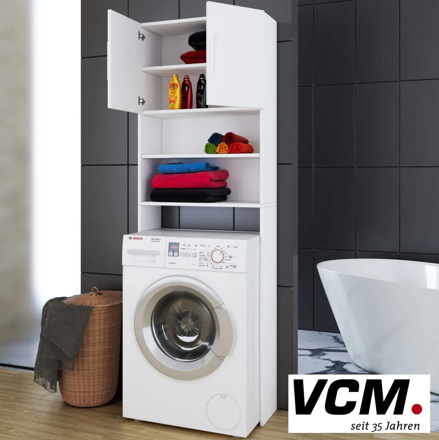 VCM Waschmaschinenüberbau "Jutas" Weiß