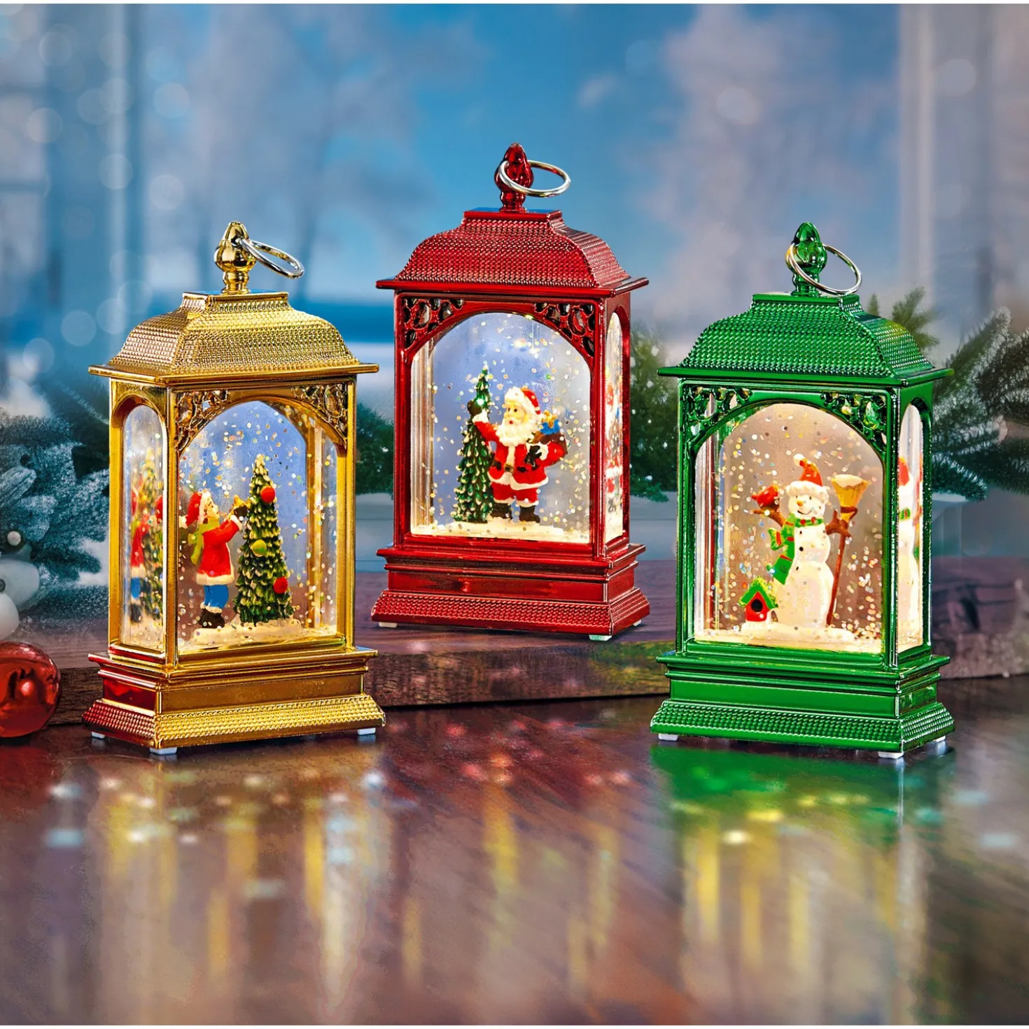 Weihnachtslaterne mit Glitter goldfarben Eldo