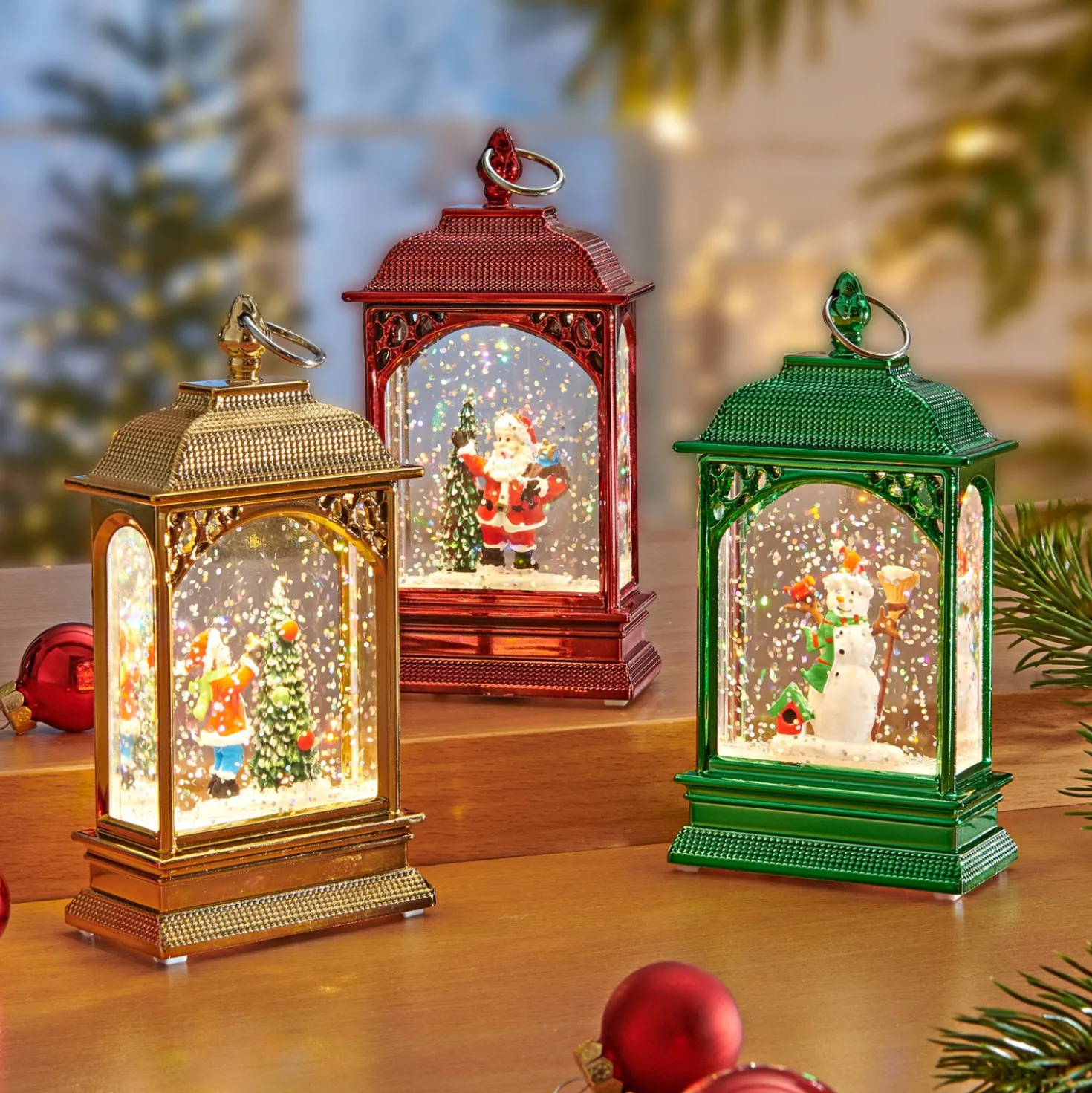 Weihnachtslaterne mit Glitter grün Eldo