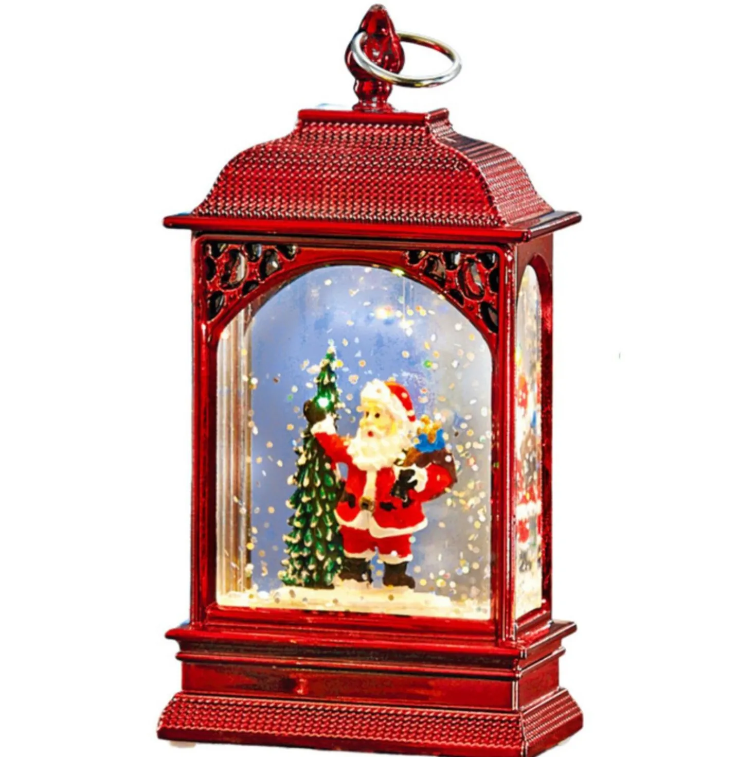 Weihnachtslaterne mit Glitter rot Eldo