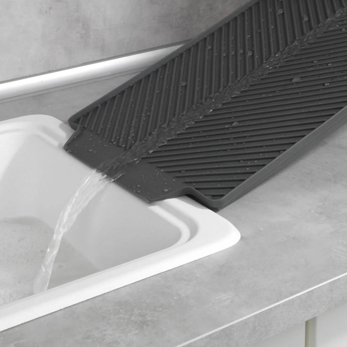 WENKO Abtropfmatte Mod. Linea Grau, 40 x 3 x 30 cm