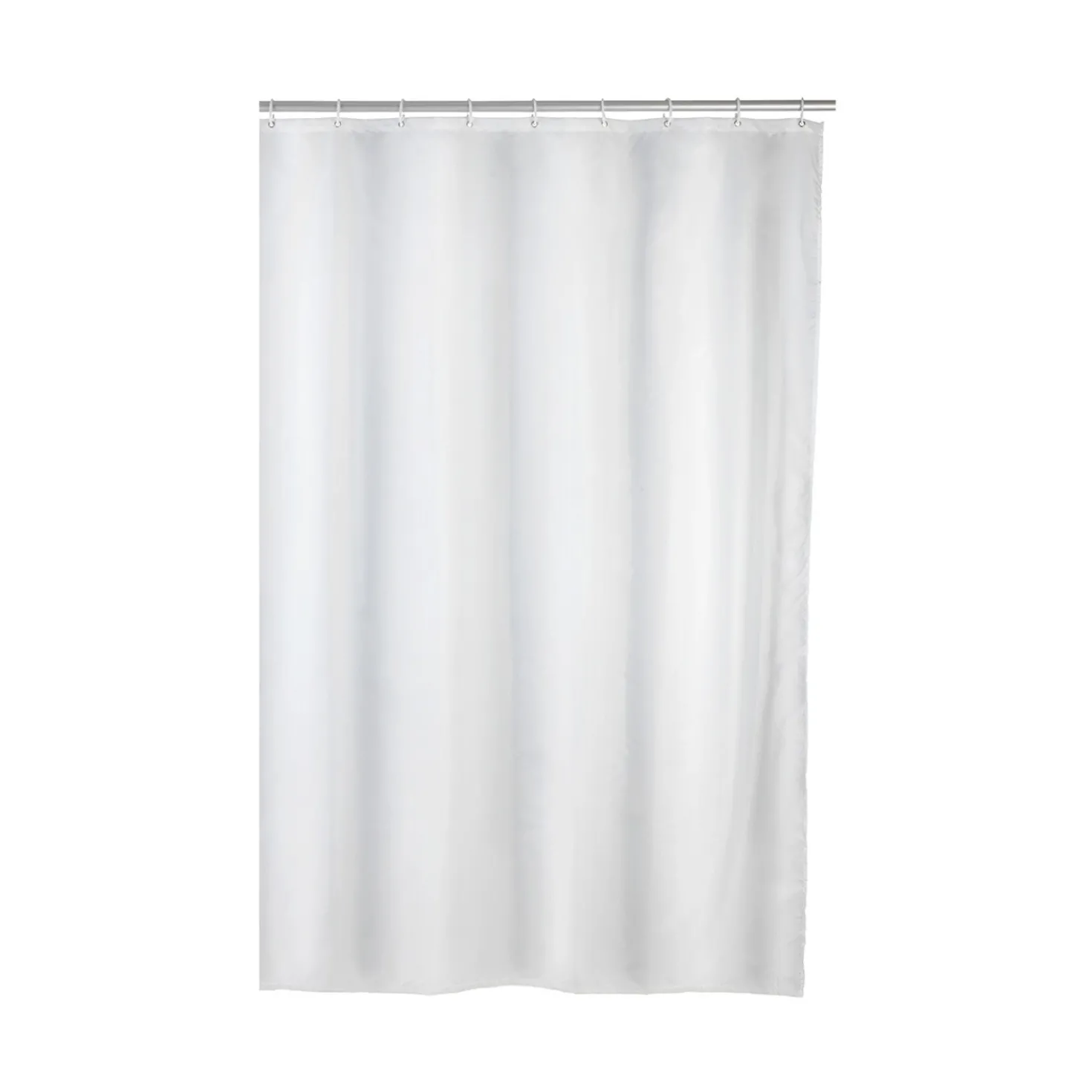WENKO Anti-Schimmel Duschvorhang Uni White, Textil (Polyester), 120 x 200 cm, waschbar