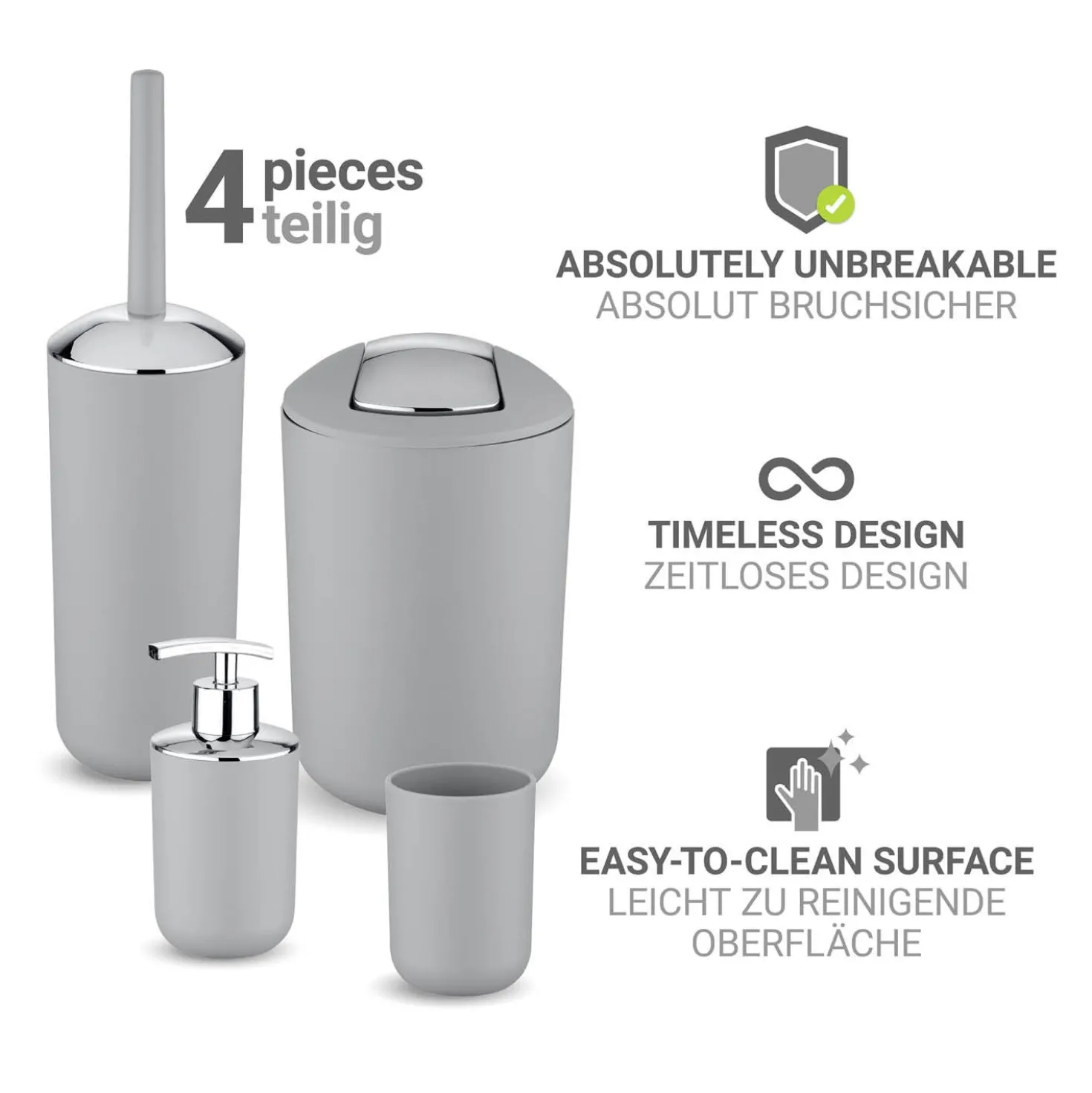 WENKO Bad-Accessoire-Set "Brasil" Grau, 4-tlg.