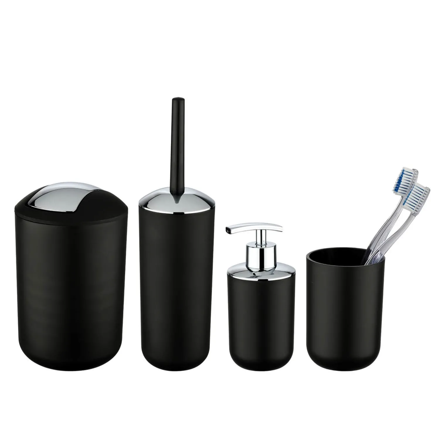 WENKO Bad-Accessoire-Set "Brasil" Schwarz 4-tlg.