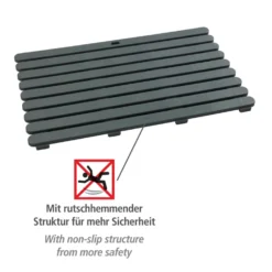 WENKO Badematte Mod. Indoor & Outdoor Grau, 50 x 80 cm, mit rutschhemmender Struktur