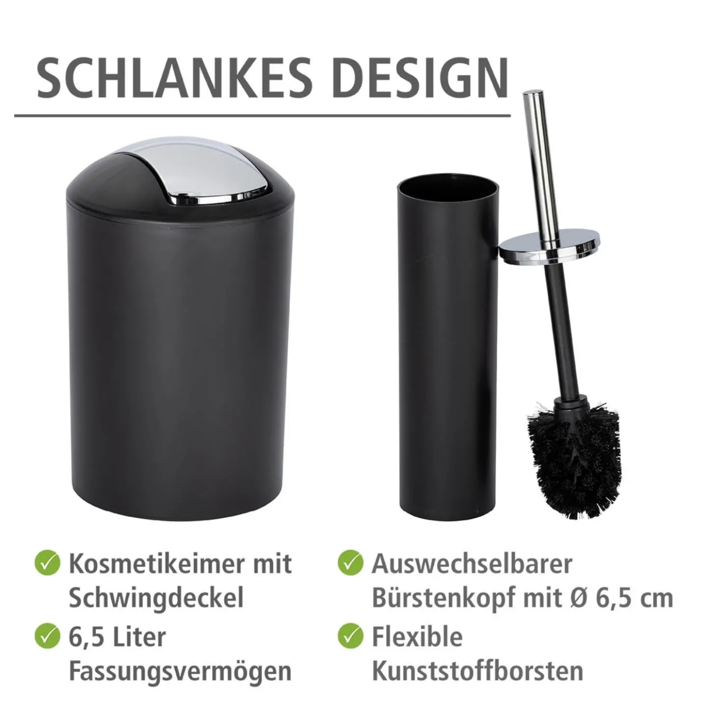 WENKO Badezimmer Set "Calvo" schwarz matt, 4-tlg.