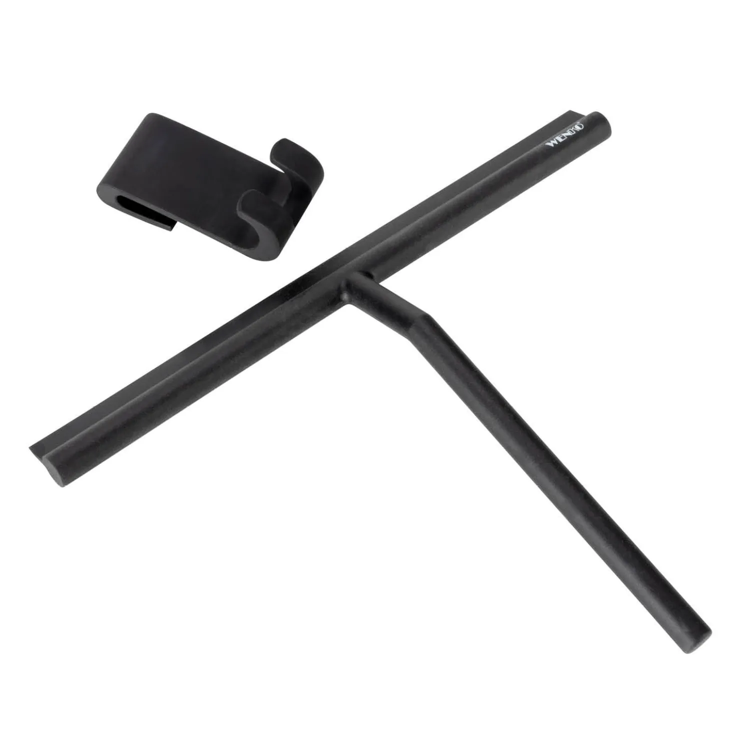 WENKO Badezimmerwischer Mod. Mola Silikon XXL Schwarz, extra breite Wischfläche