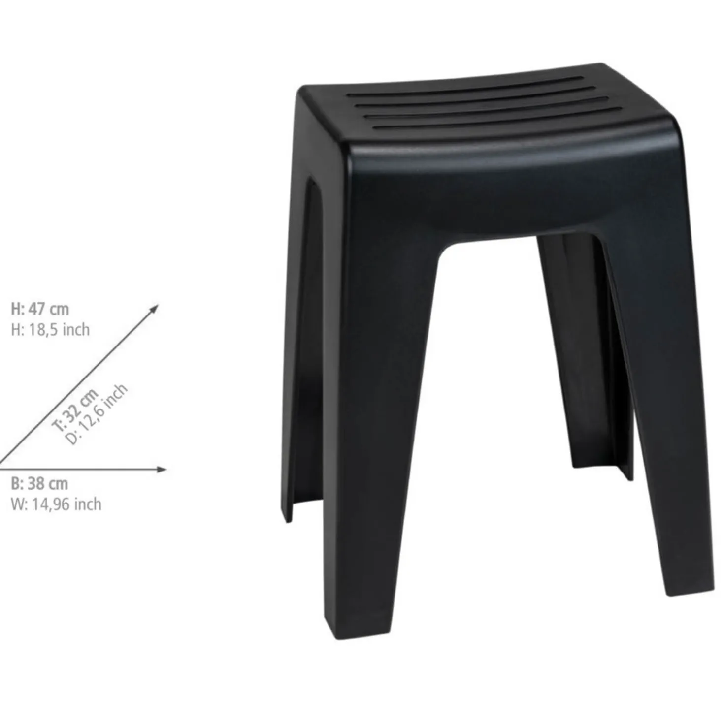 WENKO Badhocker Mod. Kumba Schwarz, stabile Qualität aus Kunststoff