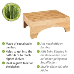 WENKO Badschemel Mod. Bambusa aus Bambus, praktischer Tritt