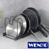 WENKO Deckel- und Pfannenhalter, ausziehbarer Geschirrständer für Deckel und Pfannen