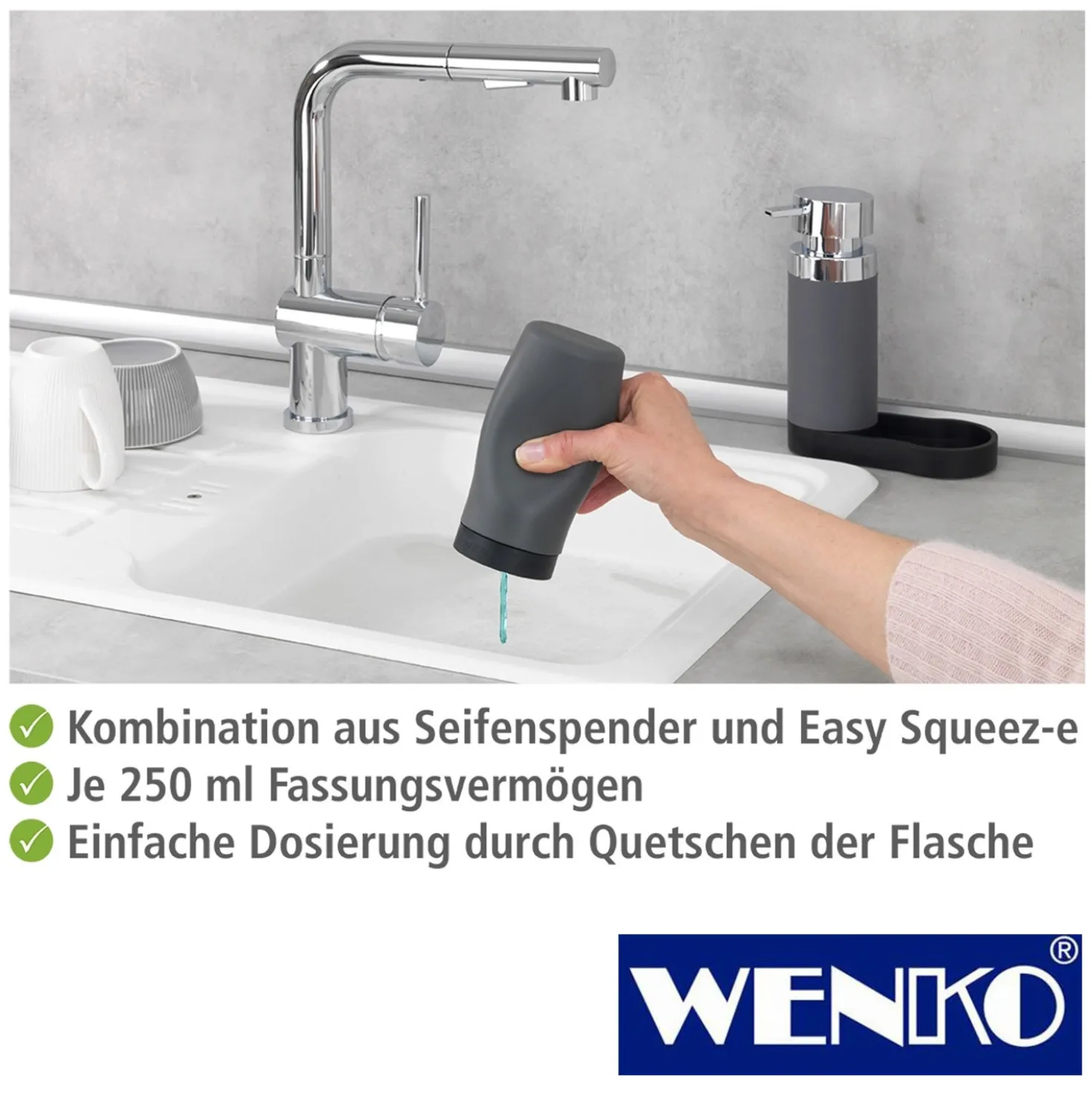 WENKO Easy Squeez-e Spülstation Grau
