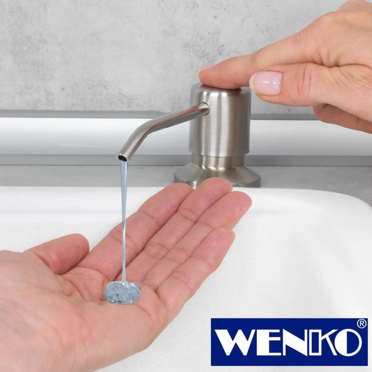 WENKO Einbau Seifen- und Spülmittelspender Monti, Seifendosierer, 400 ml