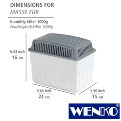 WENKO Feuchtigkeitskiller 2 x 1kg, Raumentfeuchter mit 1 x Nachfüller
