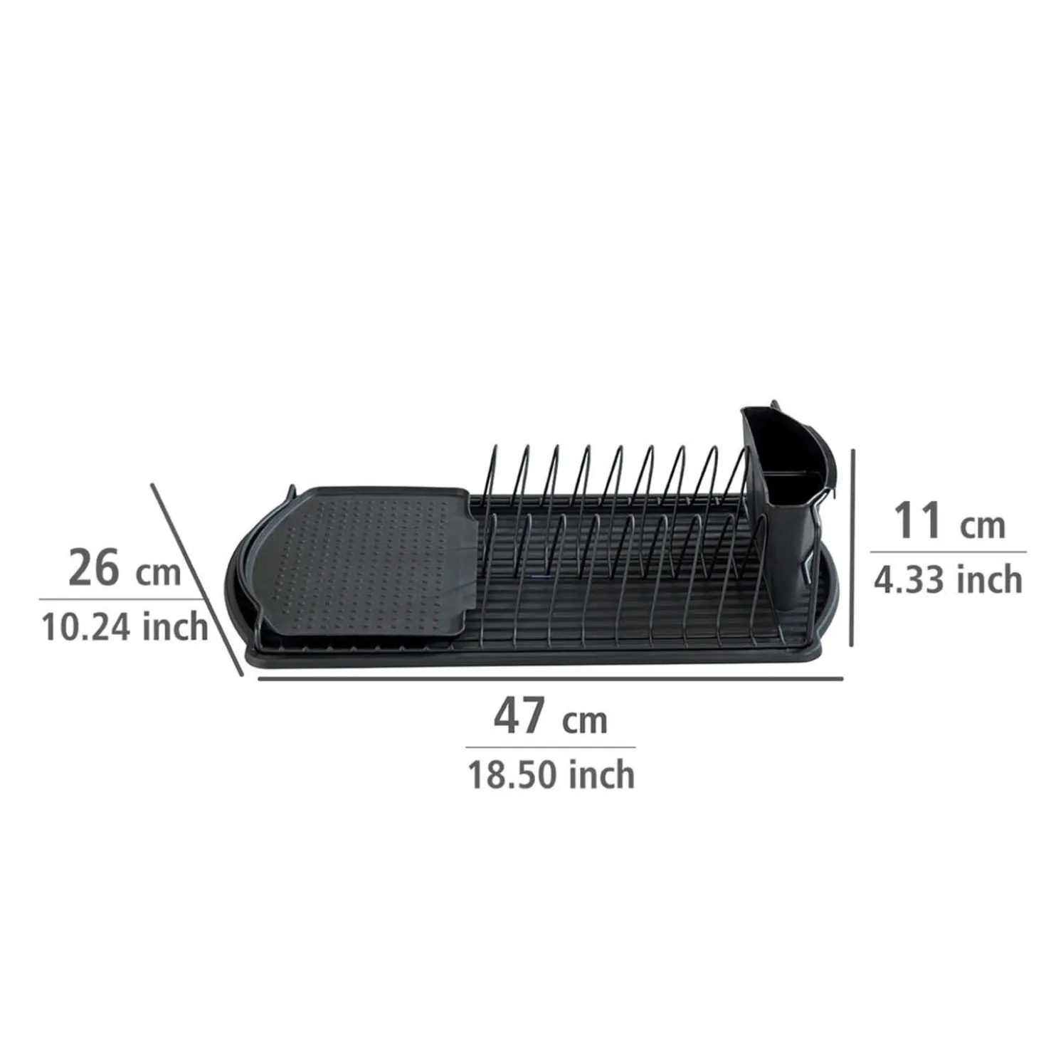 WENKO Geschirrabtropfer Basic Schwarz, Geschirr Abtropfgestell