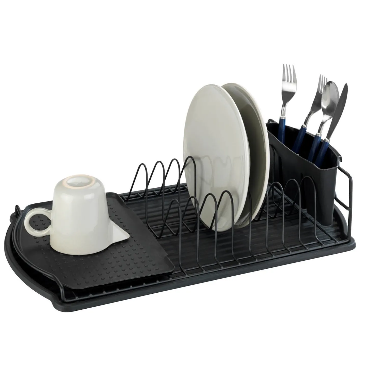 WENKO Geschirrabtropfer Basic Schwarz, Geschirr Abtropfgestell