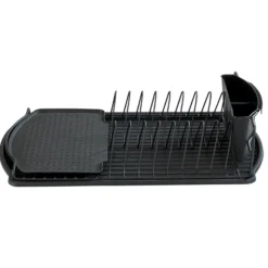 WENKO Geschirrabtropfer Basic Schwarz, Geschirr Abtropfgestell